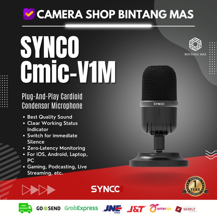 SYNCO CMic-V1M ไมโครโฟนคอนเดนเซอร์แบบ Plug-And-Play Cardioid