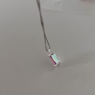 A.piece สร้อยเงินแท้ [all silver 925] Holo square necklace (196)