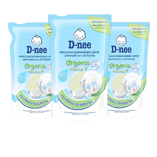 Dnee ดีนี่ ผลิตภัณฑ์ล้างจาน โปรคลีน ออร์แกนิค ไวท์ที 500 มล. แพ็ค 3