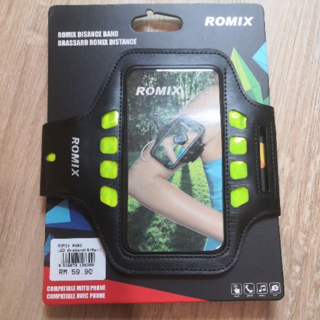 Romix Rh03 4.7' LED ปลอกแขนกีฬา: ที่วางโทรศัพท์มือถือกรณีสายรัดแขนที่มีกระเป๋าซิป / การออกกําลังกายมือถือ