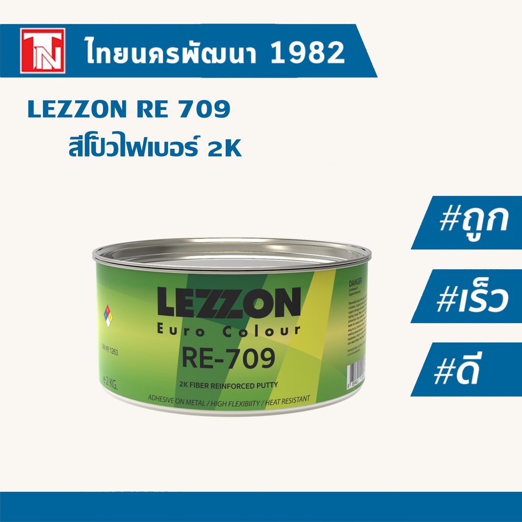 Lezzon สีโป๊วไฟเบอร์ อาร์อี 709 พร้อมน้ำยาสีชมพู (ชุด)/LEZZON RE 709 2K Fiber Reinforced Putty ขนาด 