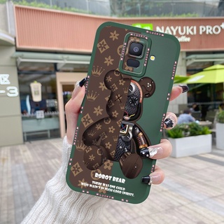 สําหรับ Samsung Galaxy A6 2018 เคสแฟชั่น หมี กันกระแทก ขอบสี่เหลี่ยม รูปแบบซิลิโคน เคสป้องกันกล้อง แบบเต็ม เคสนิ่ม