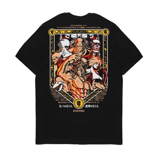 เสื้อยืดผู้ชาย เสื้อยืด พิมพ์ลายอนิเมะ Attack on Titan NINE TITANS Kizaru สําหรับผู้ชาย S-5XL