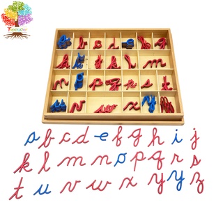 การเรียนการสอนบัตรTreeyear Small Cursive Moveable Alphabet Montessori Grammar Symbols Cards with Box Montessori Material