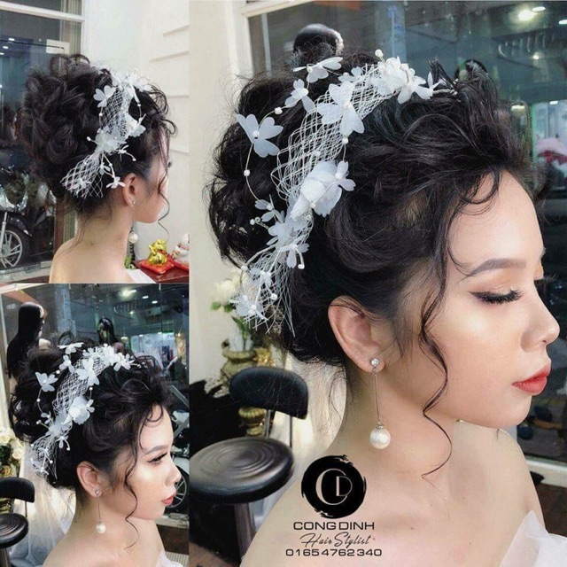 หมุดดอกไม้ตาข่ายสีขาว HC130