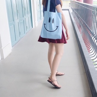 smiley tote bags (sky blue)