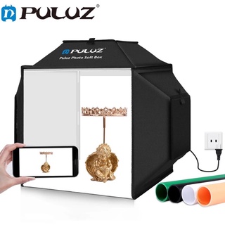 PULUZ 40*40cm Folding 24W 5500K Photo Studio Shooting Tent Softbox 2 in 1 Photography Lighting Kits 4 Color Backdrops