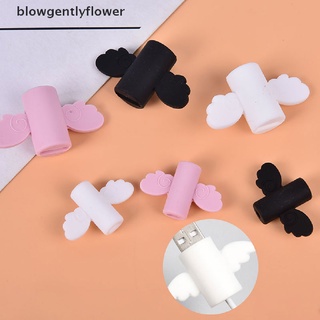 Blowgentlyflower ตัวถนอมสายชาร์จ USB รูปปีกนางฟ้าน่ารัก สําหรับโทรศัพท์มือถือ 2 ชิ้น