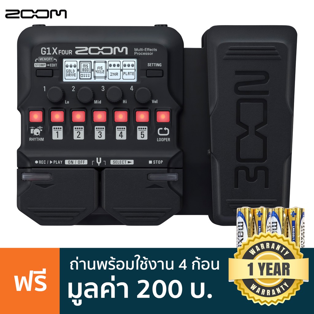 Zoom G1X Four มัลติเอฟเฟคกีตาร์ มีจังหวะเสียงกลอง Loop ได้ 30 วิ + แถมฟรีถ่านพร้อมใช้งาน ** ประกันศู