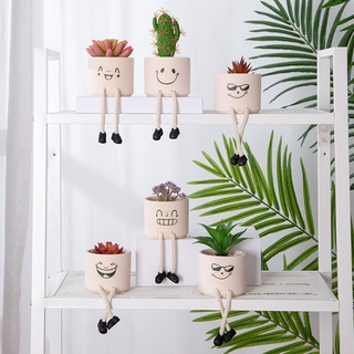 ดอกไม้ปลอมพร้อมกระถาง ต้นกระบองเพชรปลอม▲✗♣ตุ๊กตาเท้าห้อย Emoji Potted Simulation Succulent Cactus Plant Decoration Deskt