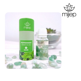 MIJEP Peppermint Essential Oil &amp; Jade Crystals - 15ml Therapeutic Grade 100% Pure Natural Undiluted Aromatherapy Oil