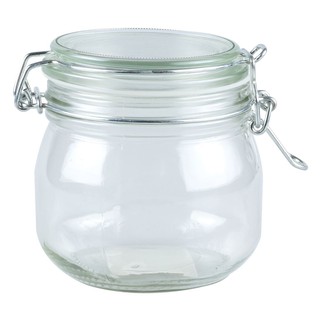 ขวดโหลแก้วกลมฝาสปริง 0.6ลิตร สีใส  GLASS CANISTER ROUND 0.6L CLEAR