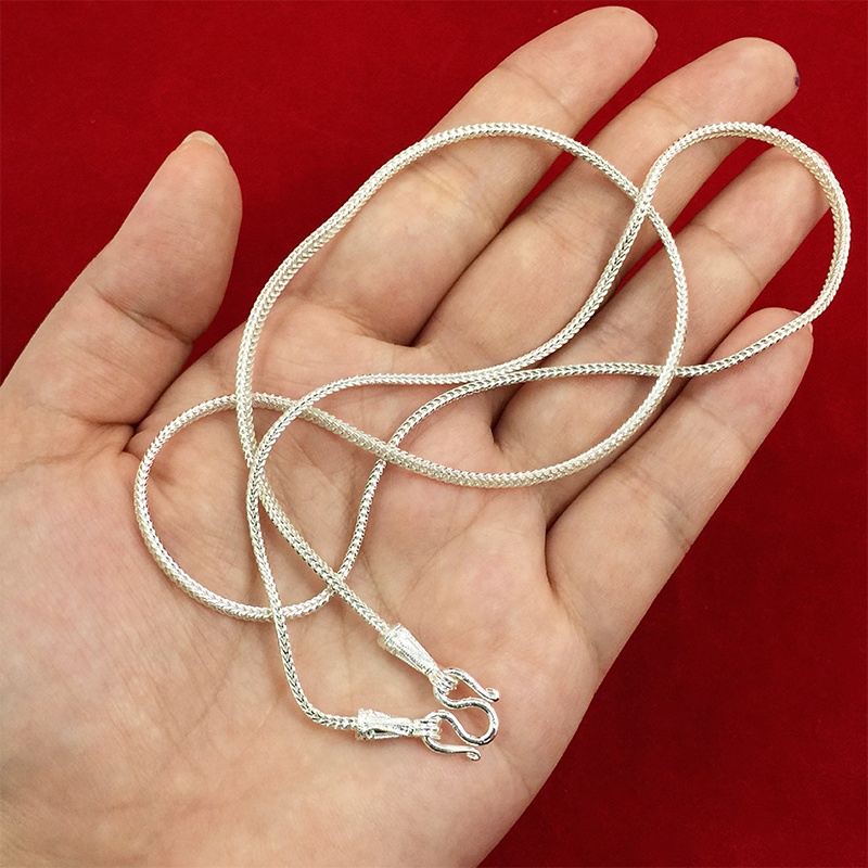 สร้อยคอเงินลายสี่เสา ความยาว 24 นิ้ว ชุบเงิน ใส่ออกงานได้ ใส่ได้ทุกโอกาส งานสวย พร้อมส่ง รูปถ่ายจากสินค้าจริง - รูปที่ 2