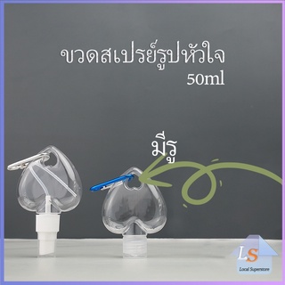 ขวดสเปรย์รูปหัวใจ สะดวกพกพา  พร้อมตะขอเกียว Heart shaped spray bottle