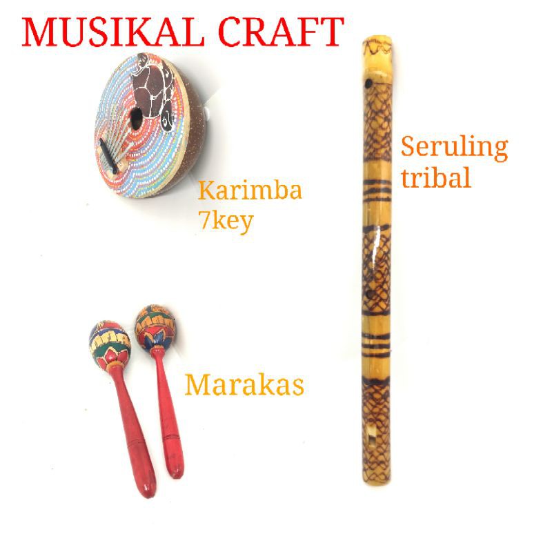 งานฝีมือดนตรี Karimba Marakas Seruling ขลุ่ย