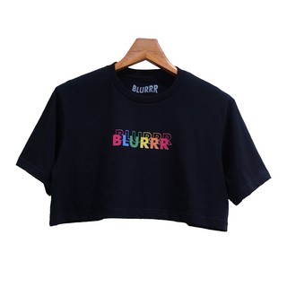 เสื้อครอป เอวลอย Double BLURRR (black)* Crop Top🖤🌈