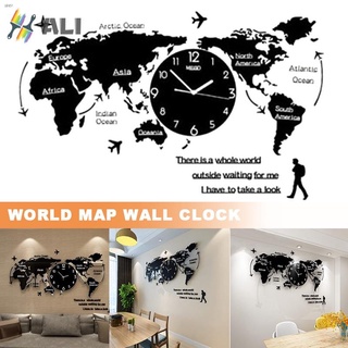 นาฬิกาติดผนังแขวนลายแผนที่โลก3D Large World map wall clock Home Decor