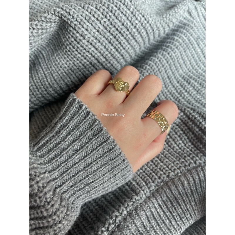 PR04peoniesissy แหวนแฟชั่น รูปหัวใจ