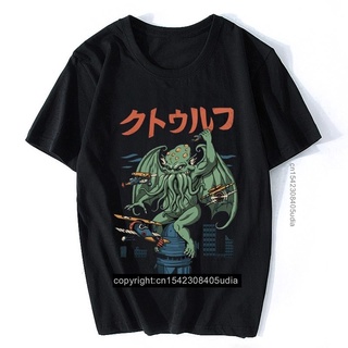 เสื้อยืดผ้าฝ้ายพิมพ์ลายขายดี เสื้อยืด ผ้าฝ้าย พิมพ์ลายกราฟฟิค Kaiju Cthulhu Attack สไตล์วินเทจ ฮาราจูกุ สําหรับผู้ชาย