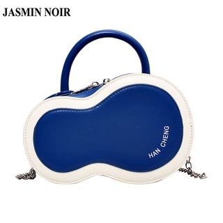 Jasmin NOIR กระเป๋าถือ กระเป๋าสะพายพาดลําตัว หนัง PU แต่งสายโซ่ สําหรับผู้หญิง