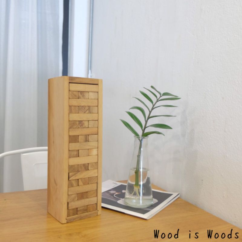 (ຂາຍສົ່ງ) ຄອນໂດໄມ້ XL ເກມໄມ້ Jenga/ເກມຕຶກຖະຫຼົ່ມ ของຫຼິ້ນຝຶກສະມາທິ