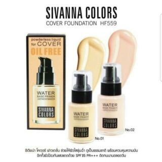 รองพื้นสูตรน้ำ SPF15 คุมมัน เนื้อบางเบา Sivanna Colors Powderless Cover Foundation แท้