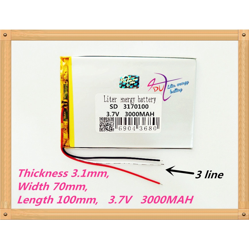 3 line 3170100Tablet PC battery capacity 3070100 3.7V 3000mA Universal Li-ion battery for tablet pc 