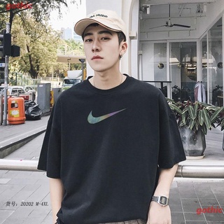 เสื้อยืดยอดนิยม Nike ผู้ชายแขนสั้นผ้าฝ้าย Nike เสื้อยืดกีฬาของแท้สบาย ๆ คู่บนแขนสั้นหลวม Mens Womens T-shirtsU1_