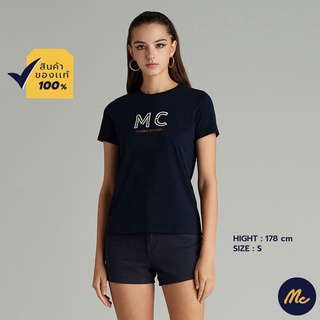 เสื้อยืด  Mc Jeans เสื้อยืดแขนสั้นผู้หญิง เสื้อยืด คอกลม แขนสั้น สีกรมท่า ผ้านุ่ม ใส่สบาย MTSZ883