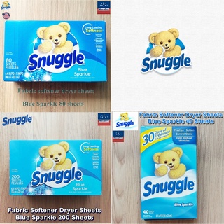 Snuggle® Fabric Softener Dryer Sheets Blue Sparkle แผ่นอบผ้า กลิ่นบลูสปาร์คเคิล แผ่นหอม แผ่นหอมอบผ้า