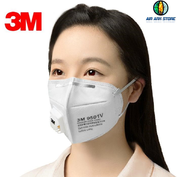 หน้ากากกันฝุ่นละออง PM 2.5 กันไฟฟ้าสถิต รุ่น 3M 9501V มีวาล์ว มาตรฐาน N95 (KN95) พร้อมส่ง