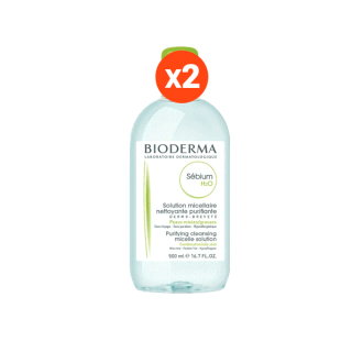 Bioderma Sebium H2O ไมเซล่าคลีนซิ่งวอเตอร์ คลีนซิ่งผิวมัน แพ้ เป็นสิวง่าย 500 มล. 2 ขวด