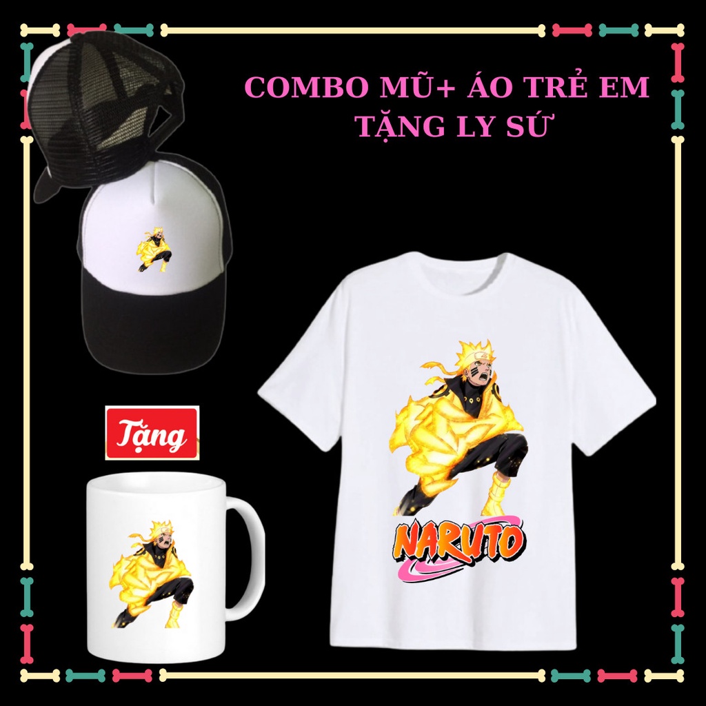 Naruto Combo Naruto Shirt + Naruto Cap-Free Naruto Porcelain Cup สําหรับแขนสั ้ น 4-Way Stretch Thai Elastic Fabric