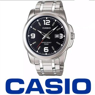 Casio นาฬิกาข้อมือผู้ชาย สายสแตนเลส หน้าปัดดำ รุ่น MTP-1314D-1AV-100%