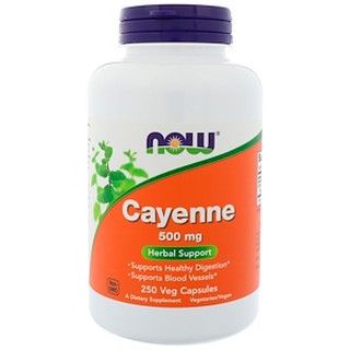 พริกคาเยน, Cayenne, 500 mg , 250 Veg Capsules หรือ450-1060mg 100capsule