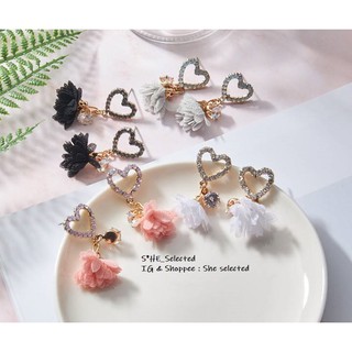 E4_Earrings_ต่างหูหัวใจและดอกไม้ ♥