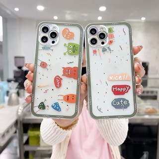 เคสใส For IPhone 7 Plus 11 6 6S 8 Plus XR 11 12 13 PRO MAX 11 12 13 mini X XS MAX Se 2020 6SPlus 7Plus 6Plus 8Plus XSMAX ใส กันกระแทก กันรอยกล้อง ลายมอนสเตอร์น่ารัก เคสมือถือ