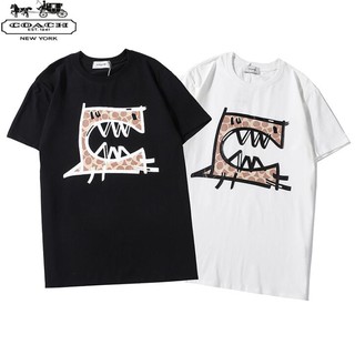 [100% Cotton] COACH เสื้อยืดแขนสั้น Unisex Cotton Fashion Classic