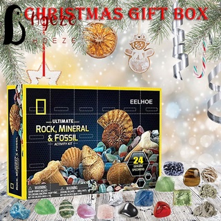 เทศกาลสงกรานต์ Healing Crystal Advent Calendar Kids  with Rock Collections Pebbles Polished Gravel Christmas Countdown Calendars