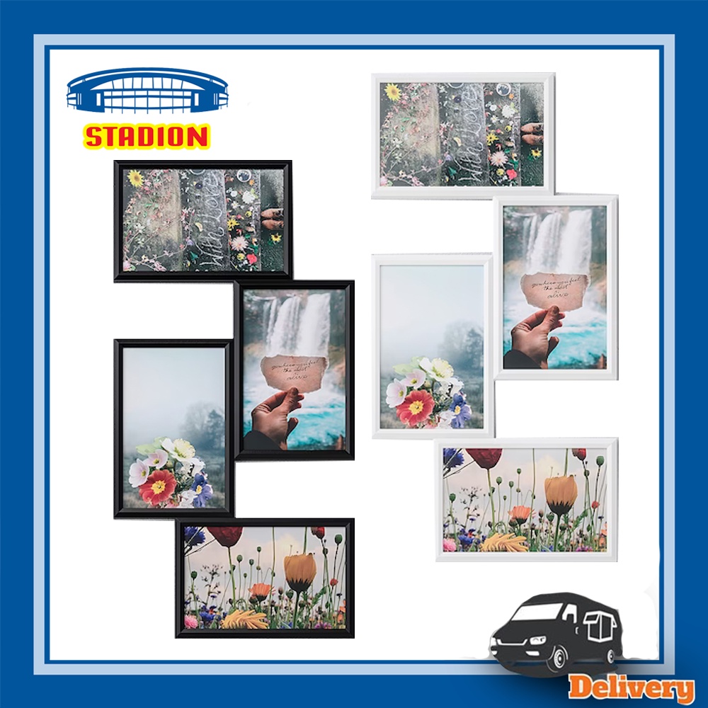 กรอบรูป เฟรมกรอบรูป เจาะ 1 รูแขวนได้เลย yllevad 4 ช่อง 10x15 cm