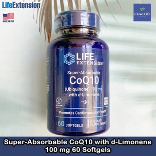 ซุปเปอร์โคคิวเท็น Super-Absorbable CoQ10 (Ubiquinone) 100mg with d-Limonene 60 Softgels - Life Extension