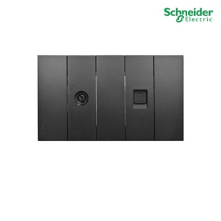 Schneider Electric : ชุดเต้ารับทีวี 75 โอห์ม + เต้ารับโทรศัพท์ 6 ขา 4 สาย สีดำ รุ่น AvatarOn A - ชไนเดอร์ | PlugOn