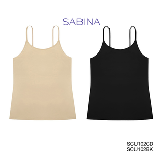 Sabina ซาบีน่า เสื้อทับสายเดี่ยว (Set 2 ชิ้น) รุ่น PRETTY PERFECT รหัส SCU102CD+SCU102BK สีเนื้อเข้ม/ดำ