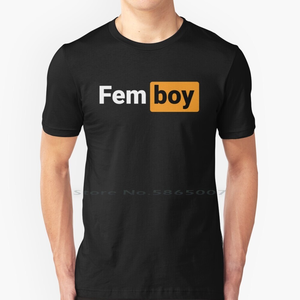 Femboy โลโก้เสื้อยืดผ้าฝ้าย 100% Femboys Femboi ขนาดใหญ่ 6xl Tee แฟชั่น