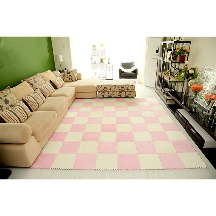 Meitoku Soft EVA Foam Shu Velveteen Puzzle Baby Play MAT แผ่นรองออกกำลังกาย INTERLOCK; 9 ชิ้น/ล็อต e