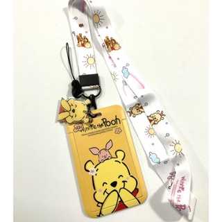 POOH สายคล้องคอ สายคล้องบัตร ซองใส่บัตร ที่ใส่บัตร พร้อมสายคล้องคอ (2cm) ลาย POOH  sm หมีพูห์   มีตุกตาเล็กแถม MANOPNEST