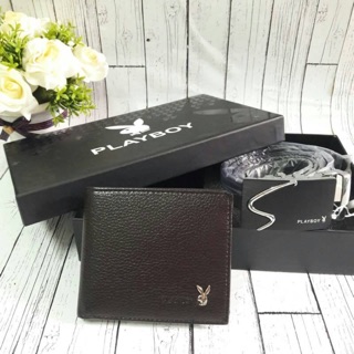 👍🏻 PLAYBOY LEATHER BELT &amp; WALLET VALUE PACK Limited Edition จาก Playboy🍭