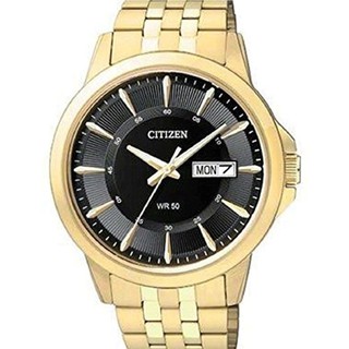 Citizen Mens Analog Display Quartz Watch Black/GoldStainlessStrapรุ่นBF2013-56E