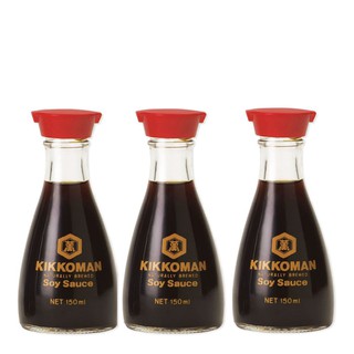 คิคโคแมน ซอสถั่วเหลือง 150 มล. x 3 ขวด Kikkoman Soy Sauce 150ml x 3 Bottles