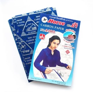 กระดาษคาร์บอน กระดาษก๊อปปี้ สีน้ำเงิน ตราม้า 100 แผ่น No.4400 แผ่นคาร์บอน Horse Carbon Copy Paper